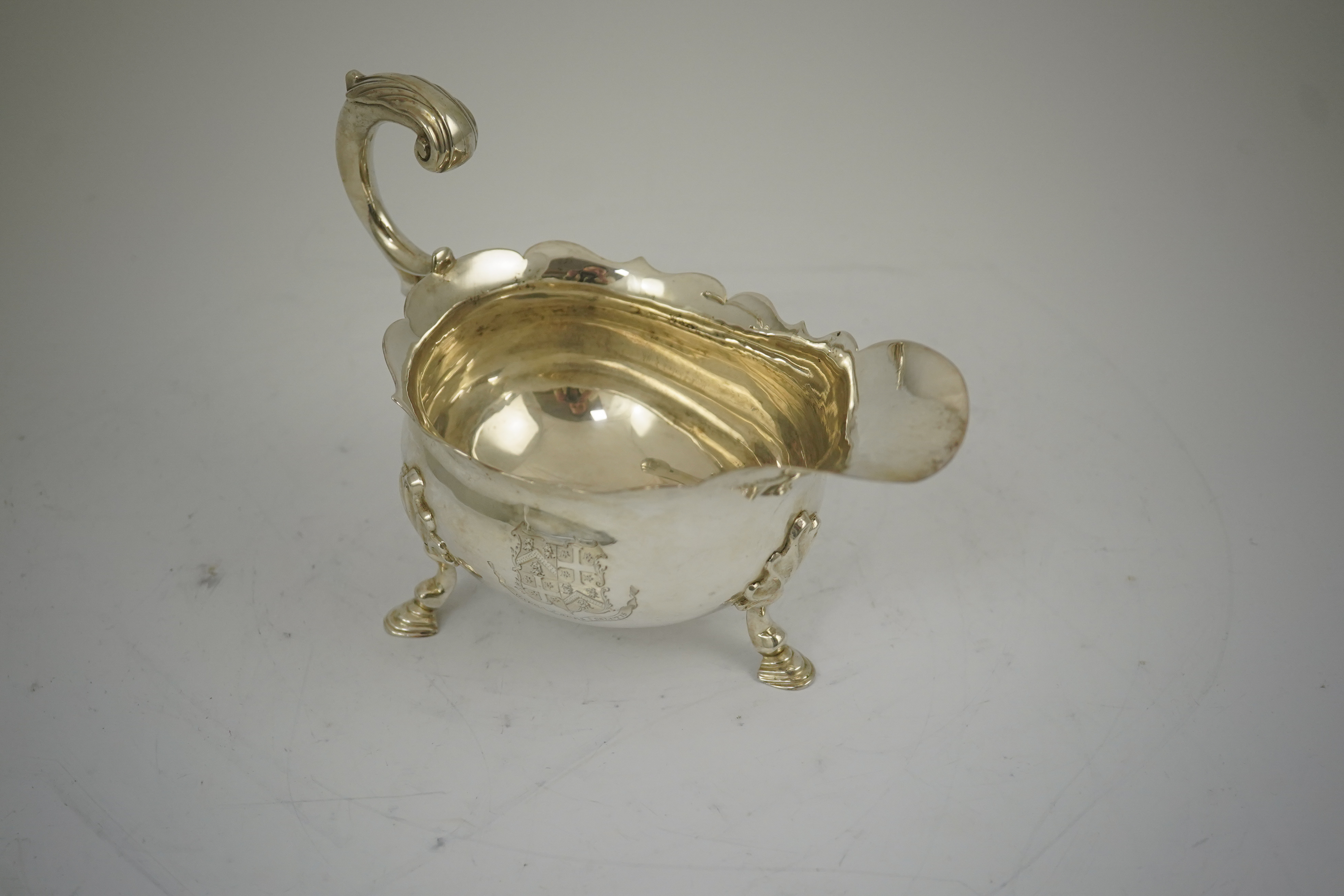 A George II silver sauceboat, by William Shaw II & William Priest